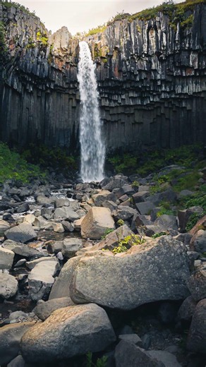 Iceland's Black Falls: Nature's Hexagons! 🤩 #shorts