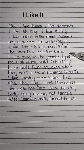 I Like It Lyrics Song by Bad Bunny, Cardi B, and J Balvin #ilikeit #cardib #lyrics #learnenglish