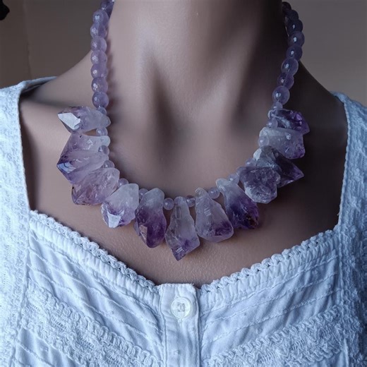 Amethyst Necklace, Raw Amethyst Point Necklace - Etsy