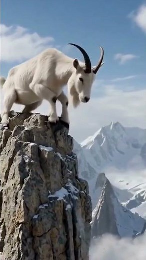 Mountain Goat’s Impossible Leap from a Snow Leopard 🐐🐆⛰️ #Shorts