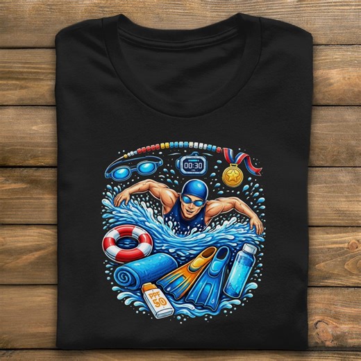 Swimming T Shirt, Swimmer Design, Sportswear Top, Poolside Tee, Competition Apparel, Water Sports, Triathlon Clothing, Swim Gift - Etsy