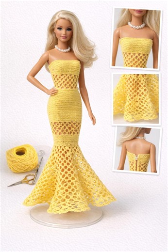 Crochet Mermaid Evening Gown Pattern – 11.5 Inch Doll Clothes (PDF Download) - Etsy