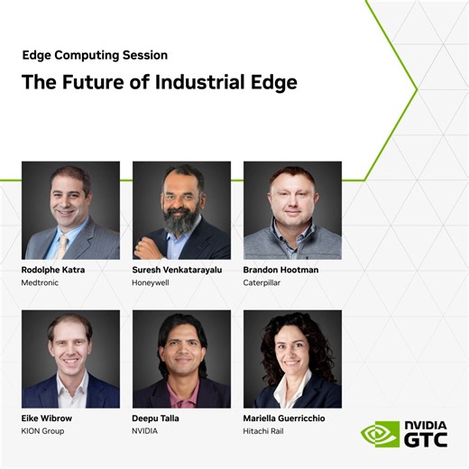 Industry leaders are turning to AI and edge computing to make faster, smarter decisions. Join Honeywell, KION Group, Caterpillar, Medtronic and Hitachi Rail at #NVIDIAGTC to explore how edge intelligence drives meaningful change. Add to schedule 🔗 https://nvda.ws/3OpvjGr 📅Wed, March 18 | 9:00 a.m PT | NVIDIA Robotics