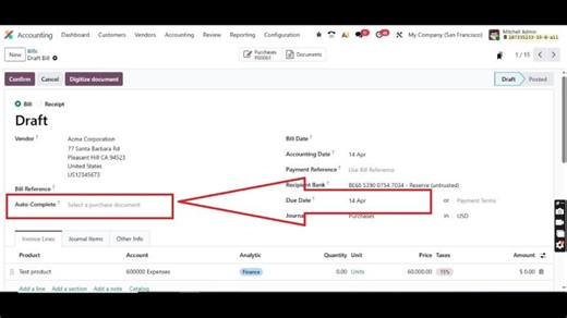 How to Link Vendor Bill with Purchase Order in Odoo 19 | Complete Tutorial | Muhammad Azeem