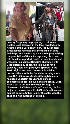 Johnny Depp Could Return as Captain Jack Sparrow in New ‘Pirates’ Movie #shorts