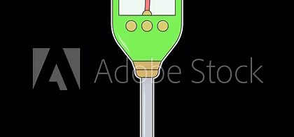 Seamless looping 4K video overlay of a soil pH meter moving up and down with swaying indicator needle; alpha channel; ideal for agriculture, farming, and soil fertility video content