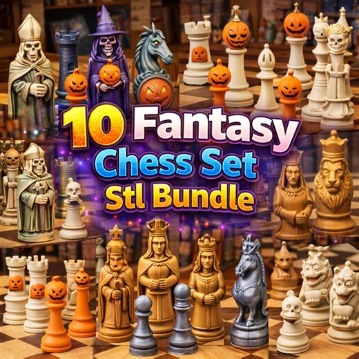 10 Fantasy Chess Set STL Bundle – Gothic, Halloween, Medieval Kingdom Pieces (digital Download) - Etsy
