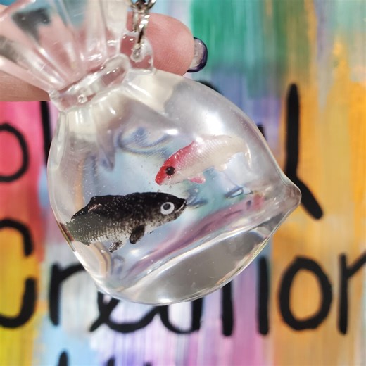 Fish in a Bag Keychain - Etsy
