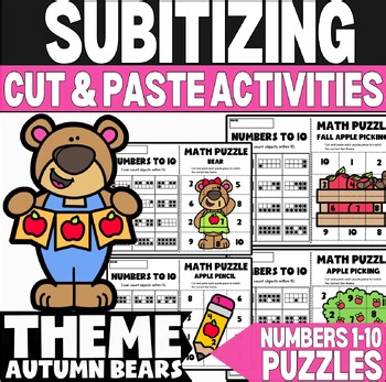 1st Grade Fall Subitizing Activities – Numbers 1–10 Cut & Paste Puzzles