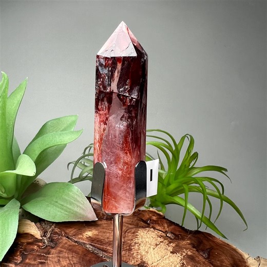 Vibrant Fire Quartz Point Wand Crystal Display – Silver Holder, Energy Decor - Etsy
