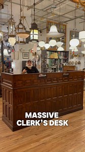 Massive 8 foot wide solid quarter sawn oak clerk’s desk from the mid-late 1800s out of a leather factory in Boston, Mass. available at our Midtown NYC showroom!!! DM to arrange purchase this rare and impressive clerk’s desks before it’s gone. • Location: 333 West 52nd Street New York, New York • Dimensions: 96 in. W x 49.5 in. H x 32 in. D, Counter height - 44 in. • Shipping everywhere! 🚛 #oldegoodthings #antiquefurniture #architecturalsalvage #antiqueshop #antiquestore #interiordesign #antique