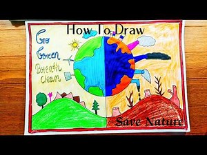 Go Green Breath Clean Drawing | Environment day poster | Save Earth Drawing | Protect Nature poster