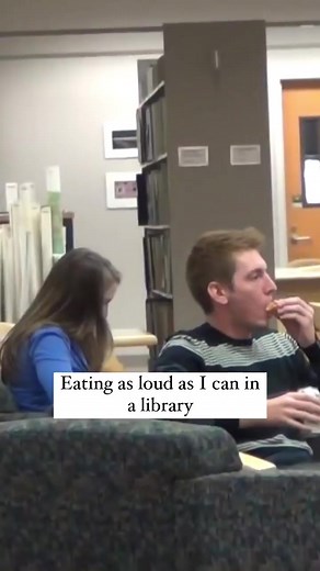 35K views · 745 reactions | Eating as loud as I can in the library藍藍 #library #loud #prank #eating #comedy #reels | JStuStudios | Facebook