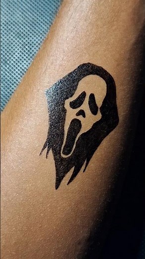 Easy Ghost Face 💀 Tattoo Design Using Black Gel Pen #ghostfacetattoo #tattoo #art