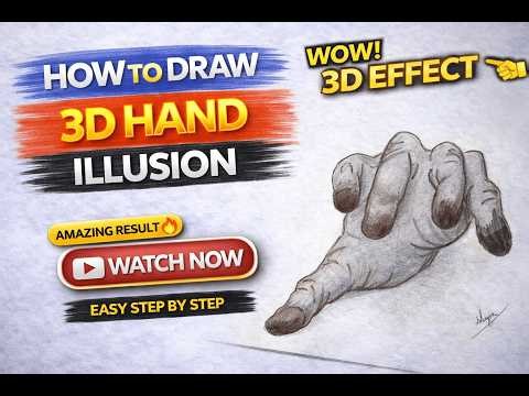 How to Draw a 3D Hand Illusion ✋ Step by Step #drawing #3ddrawing #illusionart #creativeart