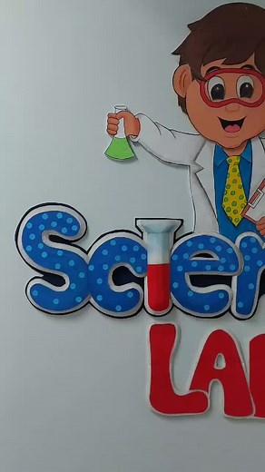 Creative Science Lab Wall Decor Ideas with Chart Papers and Jumbolon
