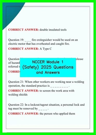 NCCER Module 1 Safety 2025 Questions and Answers video