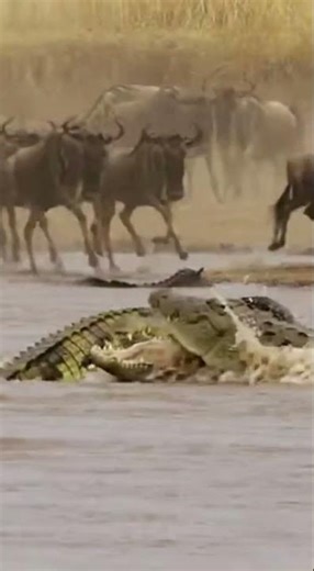 Crocodiles caught their prey on the Nile River