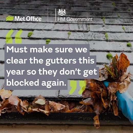 91K views · 184 reactions | With heavy rain in the forecast, if you can do it safely, have you checked that your gutters are clear? Stay #WeatherReady and check out more advice from our partners: https://weather.metoffice.gov.uk/warnings-and-advice/weatherready | Met Office | Facebook