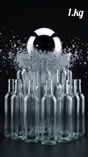 Metal Ball vs Glass Bottles | Realistic Physics Simulation #shorts #viral
