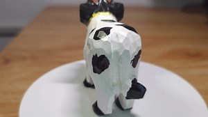 Wooden Hand Crafted Spotted Cow Statue Hand Carved Cow Figurine for Home Decor Cow Figurines Collection