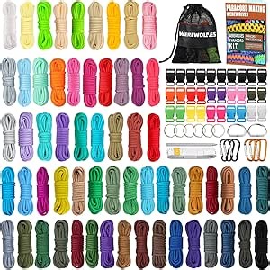 WEREWOLVES 60 Colors Paracord Cord, 550 Paracord Bracelet Crafting Combo Kits with Instruction - Multifunction Paracord Ropes, 10 Feet Each Parachute Cord for DIY Manual Braiding