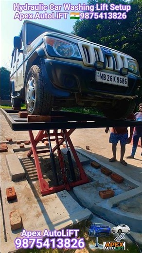 Hydraulic scissor and single post car washing lift setup for use car washing business #apexautolift
