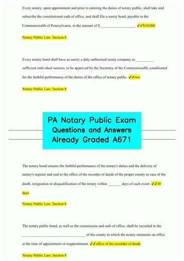 PA Notary Public Exam Questions and Answers Already Graded A671 video