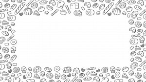 Bakery moving frame pattern background cartoon hand drawing outline stroke illustration isolated on white background seamless looping animation 4K, with center copy space | Premium Stock Video Footage