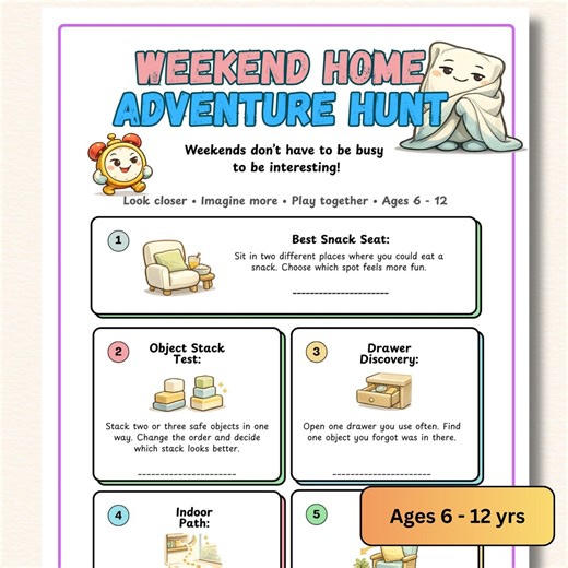 Weekend Home Adventure Pack for Kids | Fun Indoor & Backyard Activities | Screen-free Family Weekend Game - Etsy