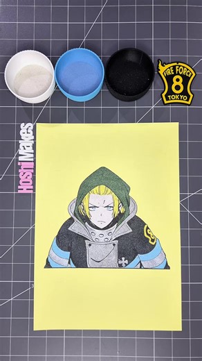 HoshiMakes sand art of Arthur Boyle, the self-proclaimed Knight King of Fire Force! 😩✊ #sandart #arthurboyle #fireforce #animeart #hoshimakes