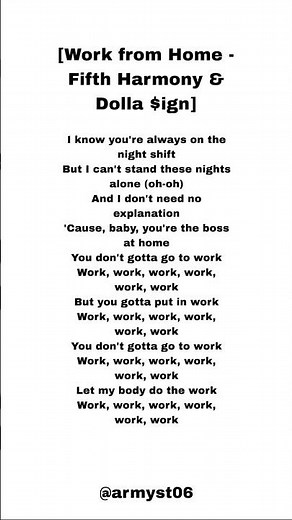 Fifth harmony - work from home (feat.Ty Dolla $ign) lyrics