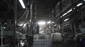 Industrial interior, production of ceramic tiles, modern factory interior