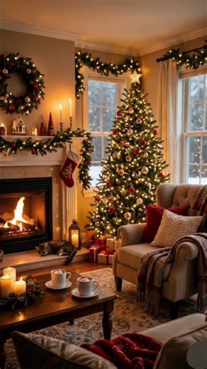 Cozy Christmas Room ✨ Fireplace & Holiday Ambience