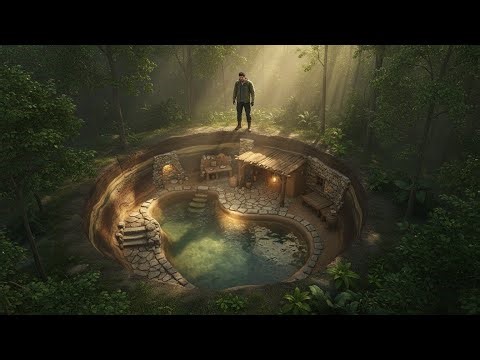 I Built a Secret Underground Swimming Pool House in Deep Forest | Primitive Survival ASMR Build