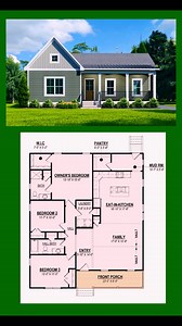 100K views · 589 reactions | Three-Bedroom House Plan with Eat-in Kitchen. #houseplan #3bedrooms #eatinkitchen #homedesign #newhome #dreamhouse ℂ핋핋핆 | Dream House | Facebook