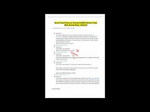 Excel Crash Course Exam from Wall Street Prep Wall Street Prep Questions And Answers Updated
