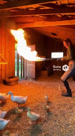 FLAMETHROWER PRANK! #ducklings #duck #prank #cringe #fire