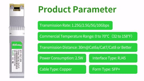 SFP+ to RJ45, 1.25g/2.5g/5g/10G-T Copper Transceiver Module, 10GBase-T SFP+, Compatible for Cisco SFP-10G-T-S, Ubiquiti UniFi UF-RJ45-10G, Mikrotik and More, 100ft/30M,1PACK