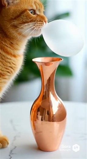 Instant Aging! Cat’s Balloon Trick Rusts Vase in 1 Second. #funny #cat #pets