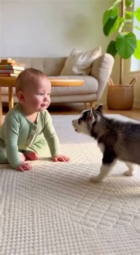 The Cutest Baby & Husky Bark Battle on the Internet 🐕👶 #baby #babyshorts #cutebaby #shorts