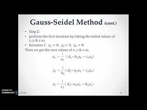 Numerical Matrix Methods Part 5 Gauss Seidel Method