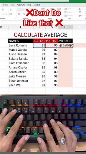 Excel Trick for Calculate Average #keyboard #typing #excel #excelshortcuts