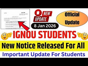 IGNOU New Notice || IGNOU Fresh Admission January 2026 || IGNOU SC ST Fee Exemption Notice