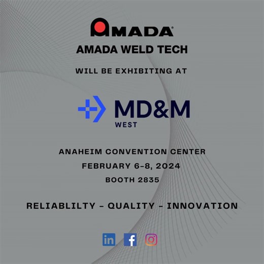 Come see AMADA WELD TECH at #MDMWest 2024! Whether you are welding, marking, cutting, bonding or micromachining, we can help you find the right solution for your medical device manufacturing application from our comprehensive range of technologies. Register now and use code 2835 to get a free expo pass and 20% off a 2-day conference pass: https://xpressreg.net/register/imew0224/attendee/lookup.asp?aban=&sc=&iq=&mt=Attendee&utm_source=google&utm_medium=paid-search&utm_campaign=NAM24IEW-KB-NBR_MDM