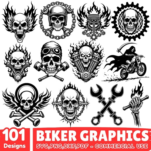 Biker Graphics SVG Bundle, Motorcycle Designs for Cricut (digital Download) - Etsy