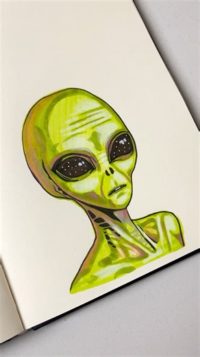 drawing green man#alien #sketchbook #fanart #drawing #scifi