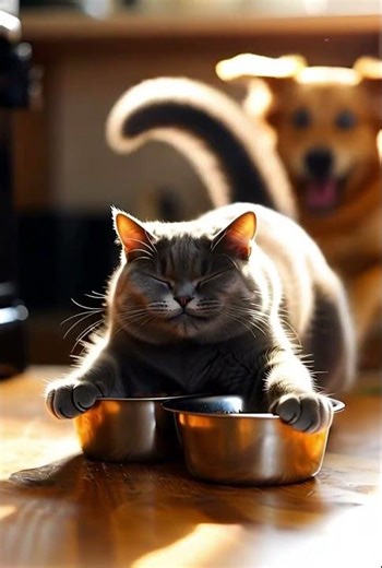 Dog vs Cat: The Breakfast Battle #reels #funny #cats #viralvideo #funniestvideo
