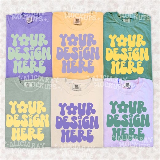 Comfort Colors 1717 Mardi Gras Group Folded Trendy Shirt Mockup