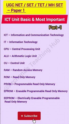UGC NET / SET / TET / MH SET – Paper 1 ICT Unit Basic & Most Important #ict #teachingexams #viral